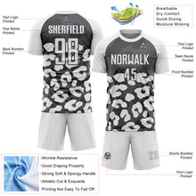 Load image into Gallery viewer, Custom White Steel Gray Animal Leopard Print Sports Sublimation Soccer Uniform Jersey