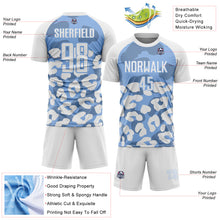 Загрузить изображение в средство просмотра галереи, Custom White Light Blue Animal Leopard Print Sports Sublimation Soccer Uniform Jersey