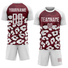 Загрузить изображение в средство просмотра галереи, Custom White Burgundy Animal Leopard Print Sports Sublimation Soccer Uniform Jersey