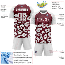 Загрузить изображение в средство просмотра галереи, Custom White Burgundy Animal Leopard Print Sports Sublimation Soccer Uniform Jersey