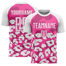 Charger l'image dans la galerie, Custom White Pink Animal Leopard Print Sports Sublimation Soccer Uniform Jersey