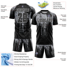 Load image into Gallery viewer, Custom Black Gray-White Dripping Splatte Pattern Sports Sublimation Soccer Uniform Jersey