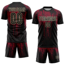 Load image into Gallery viewer, Custom Black Crimson-Cream Dripping Splatte Pattern Sports Sublimation Soccer Uniform Jersey