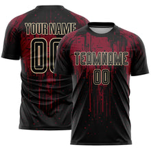 Load image into Gallery viewer, Custom Black Crimson-Cream Dripping Splatte Pattern Sports Sublimation Soccer Uniform Jersey