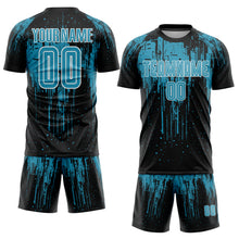 Charger l'image dans la galerie, Custom Black Panther Blue-White Dripping Splatte Pattern Sports Sublimation Soccer Uniform Jersey