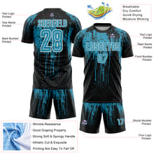Charger l'image dans la galerie, Custom Black Panther Blue-White Dripping Splatte Pattern Sports Sublimation Soccer Uniform Jersey