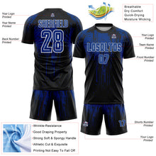 Load image into Gallery viewer, Custom Black Royal-White Dripping Splatte Pattern Sports Sublimation Soccer Uniform Jersey