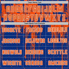 Load image into Gallery viewer, Custom Royal Orange-White Dripping Splatte Pattern Sports Sublimation Soccer Uniform Jersey