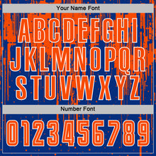 Load image into Gallery viewer, Custom Royal Orange-White Dripping Splatte Pattern Sports Sublimation Soccer Uniform Jersey
