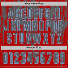 Laden Sie das Bild in den Galerie-Viewer, Custom Red Steel Gray-Light Blue Dripping Splatte Pattern Sports Sublimation Soccer Uniform Jersey