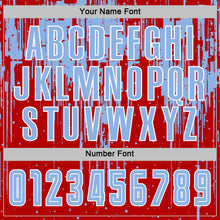 Laden Sie das Bild in den Galerie-Viewer, Custom Red Light Blue-White Dripping Splatte Pattern Sports Sublimation Soccer Uniform Jersey