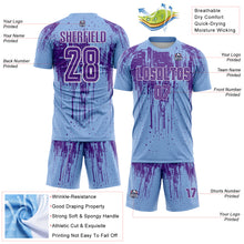 Загрузить изображение в средство просмотра галереи, Custom Light Blue Purple-White Dripping Splatte Pattern Sports Sublimation Soccer Uniform Jersey