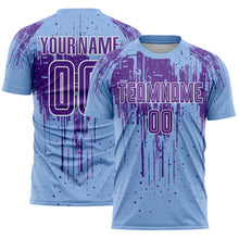 Загрузить изображение в средство просмотра галереи, Custom Light Blue Purple-White Dripping Splatte Pattern Sports Sublimation Soccer Uniform Jersey