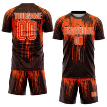 Load image into Gallery viewer, Custom Brown Orange-White Dripping Splatte Pattern Sports Sublimation Soccer Uniform Jersey