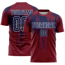 Load image into Gallery viewer, Custom Crimson Navy-White Dripping Splatte Pattern Sports Sublimation Soccer Uniform Jersey