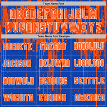 Load image into Gallery viewer, Custom Thunder Blue Orange-White Dripping Splatte Pattern Sports Sublimation Soccer Uniform Jersey