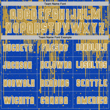 Load image into Gallery viewer, Custom Thunder Blue Old Gold-White Dripping Splatte Pattern Sports Sublimation Soccer Uniform Jersey