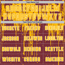 Загрузить изображение в средство просмотра галереи, Custom Burgundy Gold-White Dripping Splatte Pattern Sports Sublimation Soccer Uniform Jersey