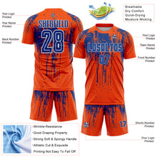 Загрузить изображение в средство просмотра галереи, Custom Orange Royal-White Dripping Splatte Pattern Sports Sublimation Soccer Uniform Jersey
