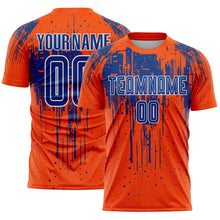 Загрузить изображение в средство просмотра галереи, Custom Orange Royal-White Dripping Splatte Pattern Sports Sublimation Soccer Uniform Jersey