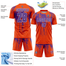 Загрузить изображение в средство просмотра галереи, Custom Orange Purple-White Dripping Splatte Pattern Sports Sublimation Soccer Uniform Jersey