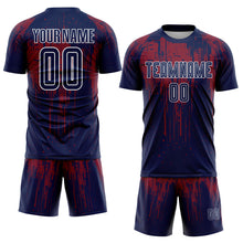 Загрузить изображение в средство просмотра галереи, Custom Navy Crimson-White Dripping Splatte Pattern Sports Sublimation Soccer Uniform Jersey