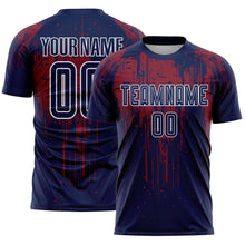 Загрузить изображение в средство просмотра галереи, Custom Navy Crimson-White Dripping Splatte Pattern Sports Sublimation Soccer Uniform Jersey