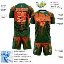 Load image into Gallery viewer, Custom Green Orange-White Dripping Splatte Pattern Sports Sublimation Soccer Uniform Jersey