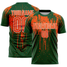 Load image into Gallery viewer, Custom Green Orange-White Dripping Splatte Pattern Sports Sublimation Soccer Uniform Jersey