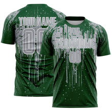 Load image into Gallery viewer, Custom Green Gray-White Dripping Splatte Pattern Sports Sublimation Soccer Uniform Jersey