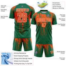 Загрузить изображение в средство просмотра галереи, Custom Kelly Green Orange-White Dripping Splatte Pattern Sports Sublimation Soccer Uniform Jersey