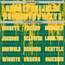 Load image into Gallery viewer, Custom Kelly Green Gold-White Dripping Splatte Pattern Sports Sublimation Soccer Uniform Jersey