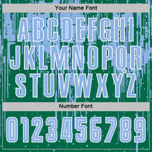 Load image into Gallery viewer, Custom Kelly Green Light Blue-White Dripping Splatte Pattern Sports Sublimation Soccer Uniform Jersey