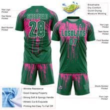 Load image into Gallery viewer, Custom Kelly Green Pink-White Dripping Splatte Pattern Sports Sublimation Soccer Uniform Jersey