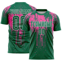 Load image into Gallery viewer, Custom Kelly Green Pink-White Dripping Splatte Pattern Sports Sublimation Soccer Uniform Jersey