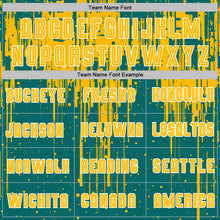 Загрузить изображение в средство просмотра галереи, Custom Teal Gold-White Dripping Splatte Pattern Sports Sublimation Soccer Uniform Jersey