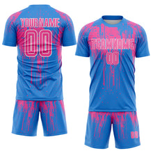 Load image into Gallery viewer, Custom Powder Blue Pink-White Dripping Splatte Pattern Sports Sublimation Soccer Uniform Jersey