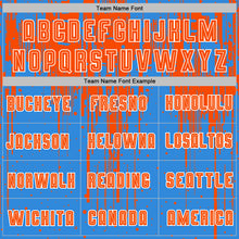 Load image into Gallery viewer, Custom Powder Blue Orange-White Dripping Splatte Pattern Sports Sublimation Soccer Uniform Jersey