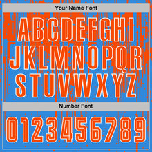 Load image into Gallery viewer, Custom Powder Blue Orange-White Dripping Splatte Pattern Sports Sublimation Soccer Uniform Jersey