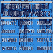 Load image into Gallery viewer, Custom Powder Blue Navy-White Dripping Splatte Pattern Sports Sublimation Soccer Uniform Jersey