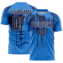 Load image into Gallery viewer, Custom Powder Blue Navy-White Dripping Splatte Pattern Sports Sublimation Soccer Uniform Jersey