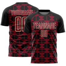 Загрузить изображение в средство просмотра галереи, Custom Black Crimson-Cream Geometric Shapes Sports Sublimation Soccer Uniform Jersey