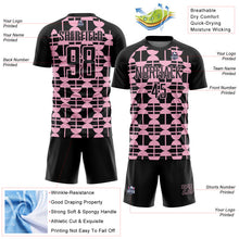 Laden Sie das Bild in den Galerie-Viewer, Custom Black Light Pink Geometric Shapes Sports Sublimation Soccer Uniform Jersey