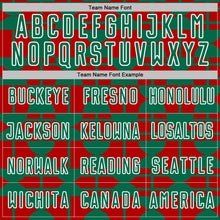 Laden Sie das Bild in den Galerie-Viewer, Custom Red Kelly Green-White Geometric Shapes Sports Sublimation Soccer Uniform Jersey