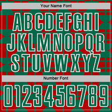 Laden Sie das Bild in den Galerie-Viewer, Custom Red Kelly Green-White Geometric Shapes Sports Sublimation Soccer Uniform Jersey