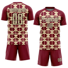Load image into Gallery viewer, Custom Crimson Cream-Black Geometric Shapes Sports Sublimation Soccer Uniform Jersey
