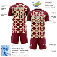 Load image into Gallery viewer, Custom Crimson Cream-Black Geometric Shapes Sports Sublimation Soccer Uniform Jersey