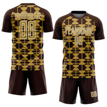 Charger l'image dans la galerie, Custom Brown Old Gold-White Geometric Shapes Sports Sublimation Soccer Uniform Jersey