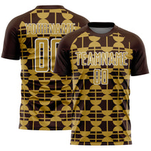 Charger l'image dans la galerie, Custom Brown Old Gold-White Geometric Shapes Sports Sublimation Soccer Uniform Jersey