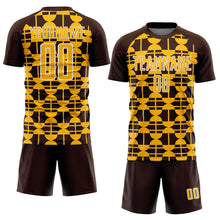 Charger l'image dans la galerie, Custom Brown Gold-White Geometric Shapes Sports Sublimation Soccer Uniform Jersey